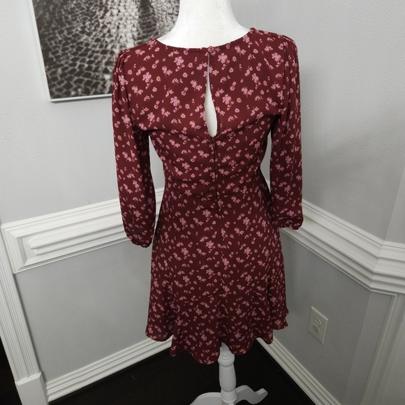 Jun & Ivy womens 3/4 sleeve floral burgundy dress size Small - Picture 5 of 7